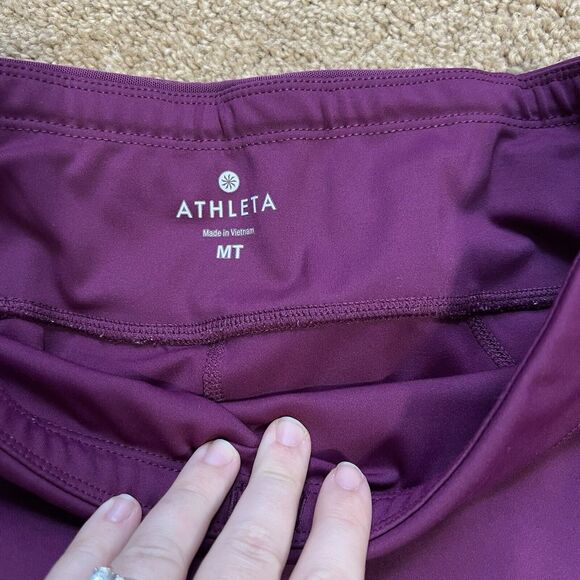 Athleta Maroon Sonar Laser Cut Mesh Capri Leggings - Size Medium T - Picture 6 of 8